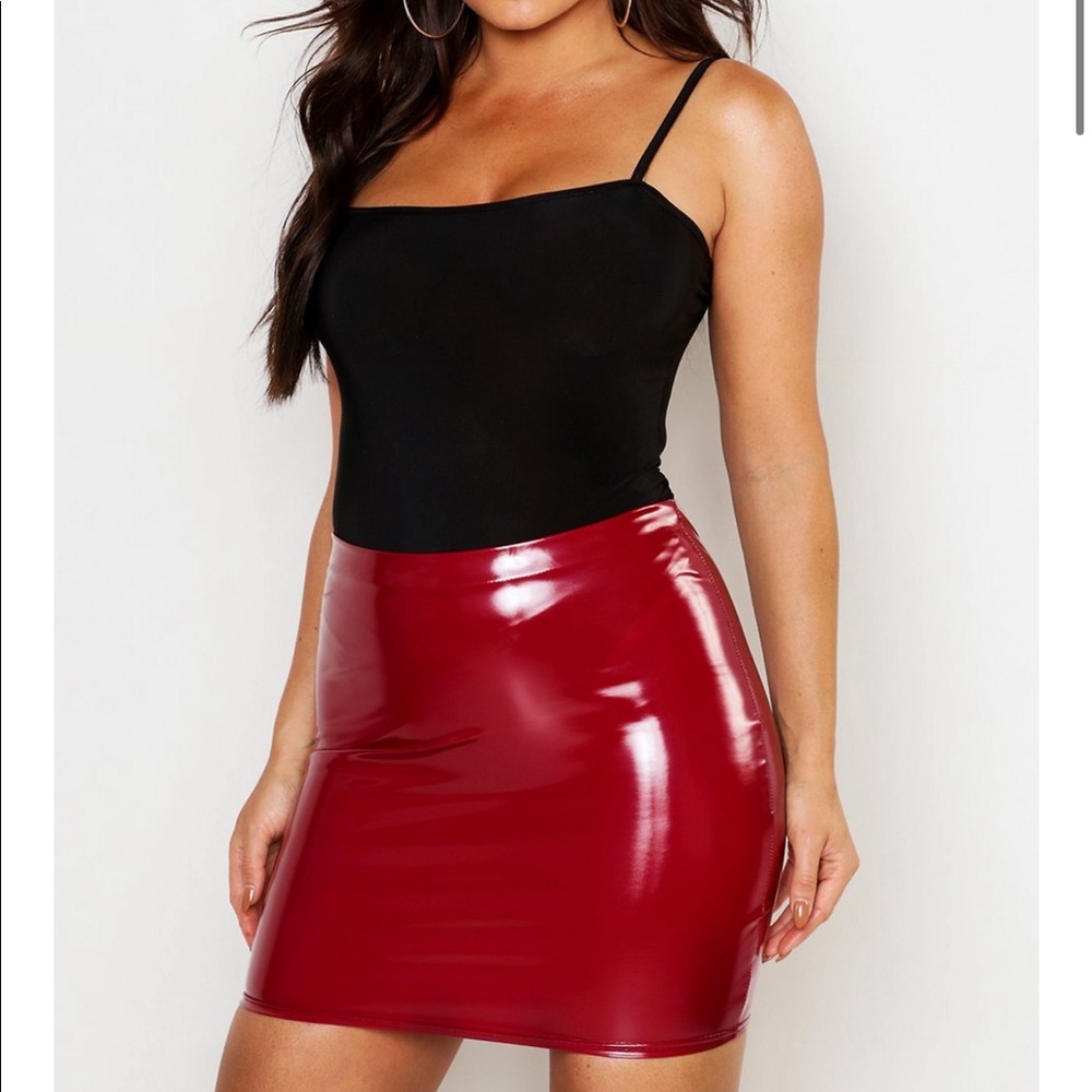 Red pleather skirt (never worn)